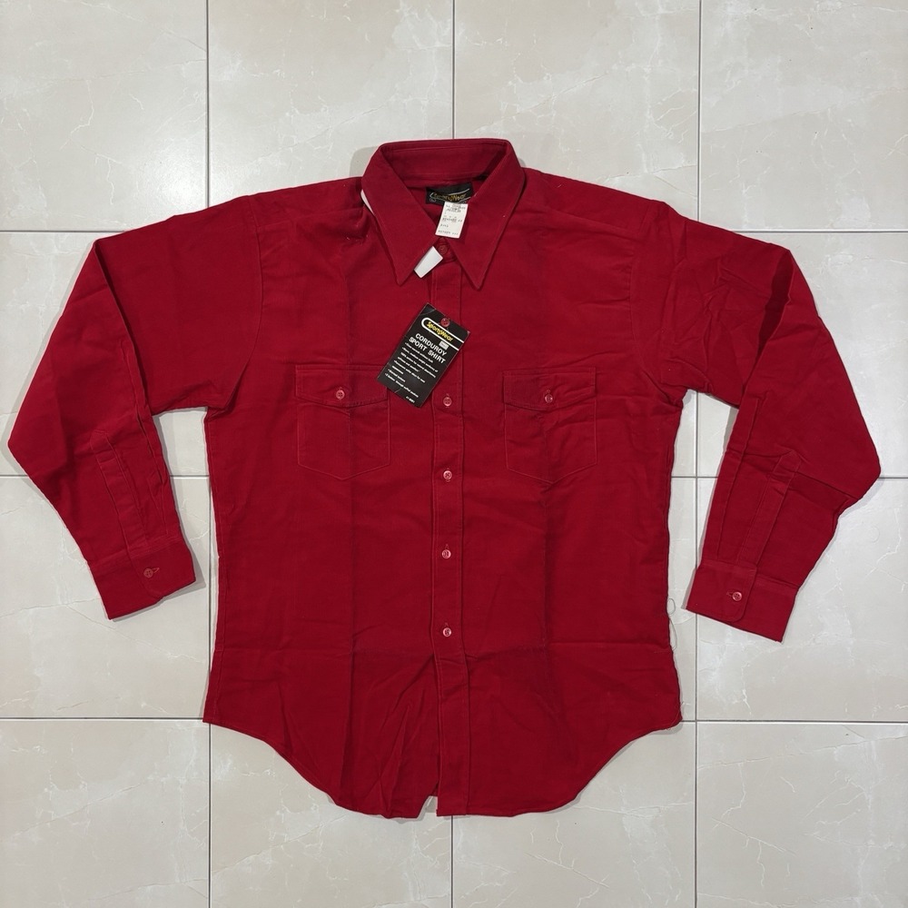 Vintage 70s 80s Sears Sportswear Corduroy Button Up Shirt Men's L NWT Deadstock